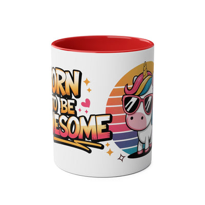 Unicorn Two-Tone Coffee Mug - 11oz Born to Be Awesome Design