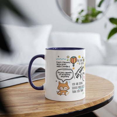 Inspirational Two-Tone Coffee Mug - 11oz - Positive Affirmations & Cute Designs