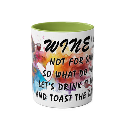 Colorful Wine Lover's Mug - "Let's Drink!" Art Design - Perfect Gift for Celebrations  Two-Tone Ceramic Mug