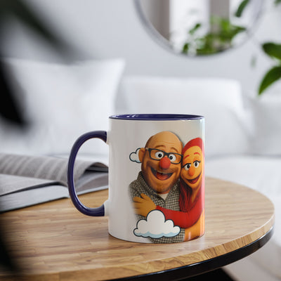 Fun Two-Tone Coffee Mug with Muppet Design - Personalised from Photo. 11 oz