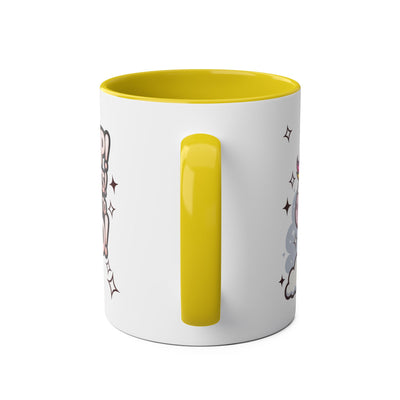 Giddy Sparkle Two-Tone Coffee Mug | 11oz Unicorn & Cat Design