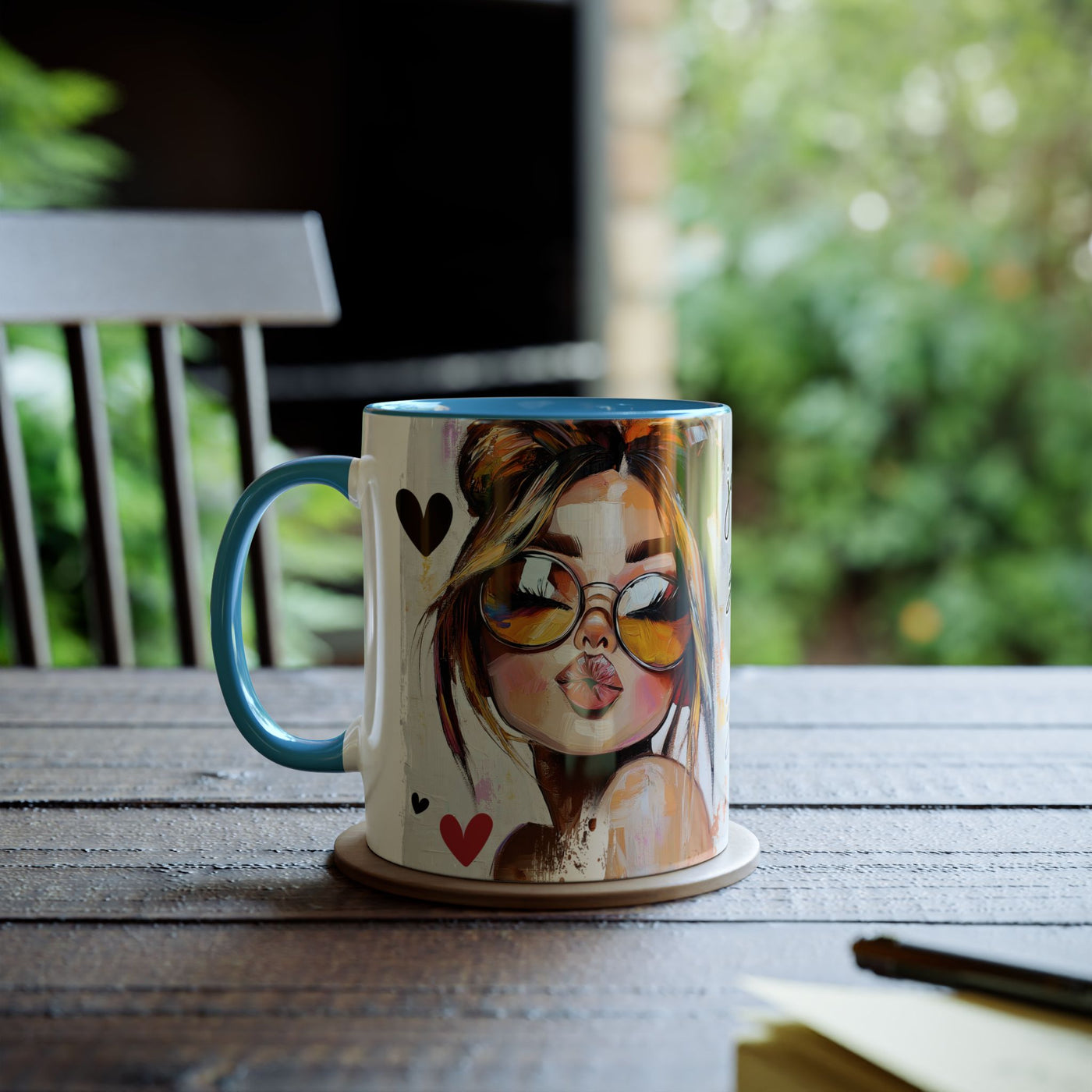 Chic Two-Tone Coffee Mug - Heart Design, Love Quote | Perfect Gift for Friends & Loved Ones