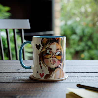 Chic Two-Tone Coffee Mug - Heart Design, Love Quote | Perfect Gift for Friends & Loved Ones