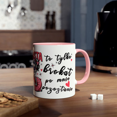 Funny Two-Tone Coffee Mug - 'Jestem tak Zajebista' Design for Coffee Lovers