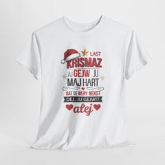 Śmieszna koszulka świąteczna „Last Krismaz” – zabawny t-shirt unisex z nadrukiem inspirowanym piosenką „Last Christmas”