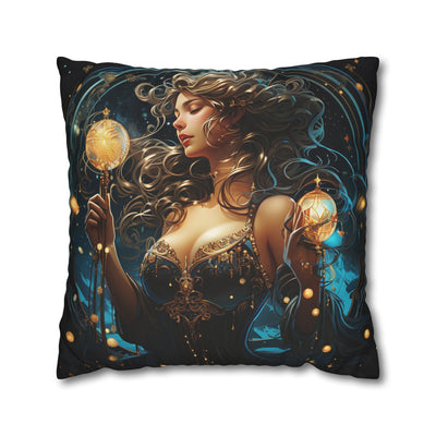 Artistic Aquarius Zodiac Pillowcase with Mystic Woman Design