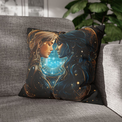 Gemini Zodiac Pillowcase - Mystical Portraits Decorative Cushion Cover
