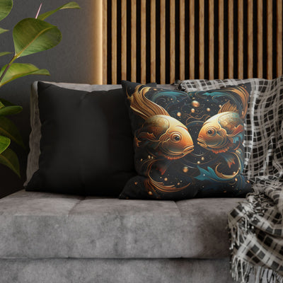 Artistic Pisces Zodiac Poly Canvas Pillowcase - Decorative Throw Cushion for Home Decor