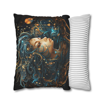 Artistic Virgo Zodiac Poly Canvas Pillowcase - Celestial Decor for Home