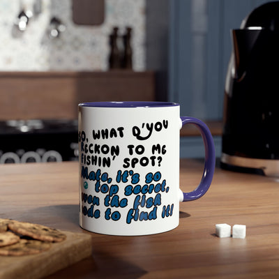 Coffee Mug - Humorous Fish-Themed Two-Tone Design, 11oz