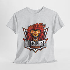 Motivational Lion Graphic Tee - 'No Excuses, Just Results'