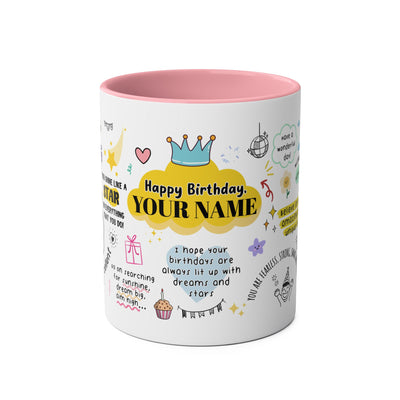 Personalized Two-Tone Birthday Coffee Mug - Celebrate with Custom Name Design