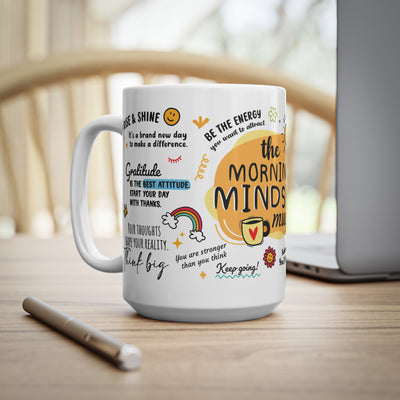 Morning Mindset Afirmation White Coffee Mug, 11/15oz