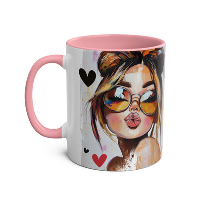 Chic Two-Tone Coffee Mug - Heart Design, Love Quote | Perfect Gift for Friends & Loved Ones