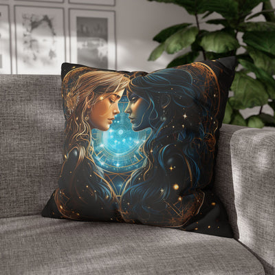 Gemini Zodiac Pillowcase - Mystical Portraits Decorative Cushion Cover