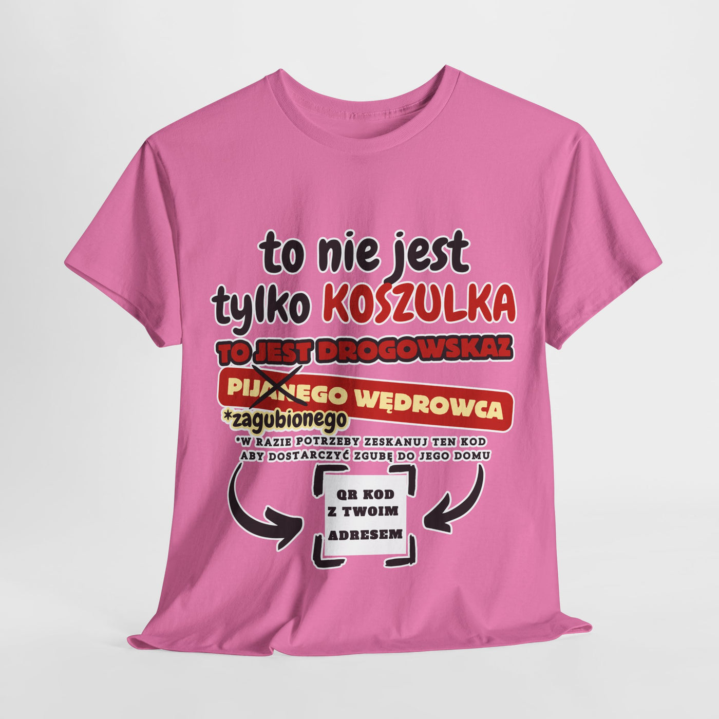 Unisex Zabawny T-Shirt Pijany Wędrowiec z własnym QR Code