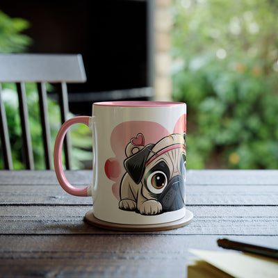 I Love You Two-Tones Mug with Cute Pug Dog
