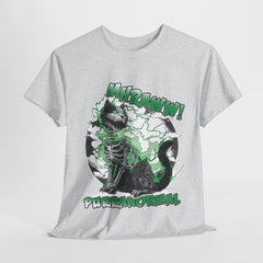 Halloween Skeleton Cat Tee, Ghostly Cat Shirt, Unisex Graphic Tee, Spooky Halloween Apparel, Unique Gift for Cat Lovers