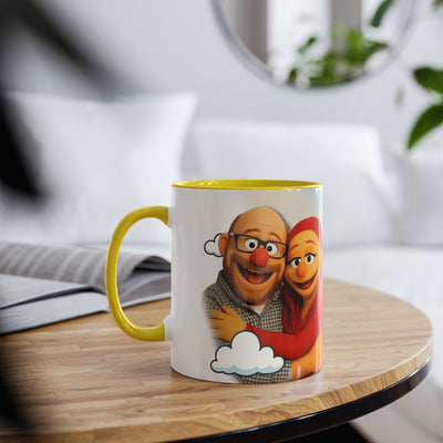 Fun Two-Tone Coffee Mug with Muppet Design - Personalised from Photo. 11 oz