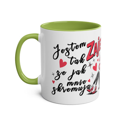 Funny Two-Tone Coffee Mug - 'Jestem tak Zajebista' Design for Coffee Lovers