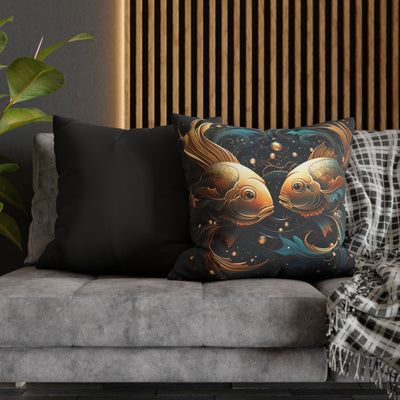 Artistic Pisces Zodiac Poly Canvas Pillowcase - Decorative Throw Cushion for Home Decor