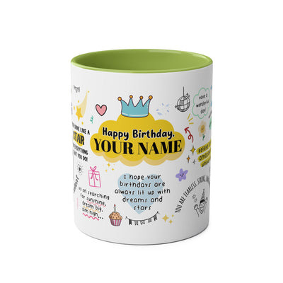 Personalized Two-Tone Birthday Coffee Mug - Celebrate with Custom Name Design