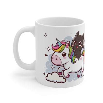 Giddy Sparkles Unicorn Cat Ceramic Coffee Cup - Fun 11oz & 15oz Mugs for Cat Lovers