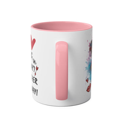 Colorful Wine Lover's Mug - "Let's Drink!" Art Design - Perfect Gift for Celebrations  Two-Tone Ceramic Mug