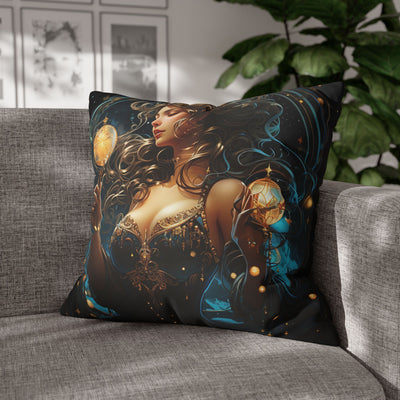 Artistic Aquarius Zodiac Pillowcase with Mystic Woman Design
