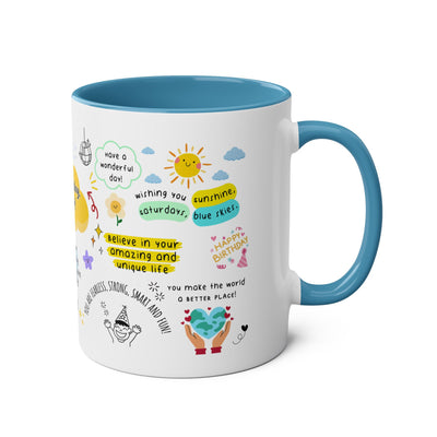 Birthday Coffee Mug - Two-Tone 11oz Cup for Celebrating Superstars