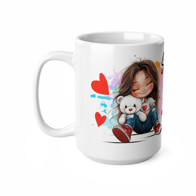 Love & Cuddles Ceramic White Coffee Mug - Cute Character Design, Perfect Gift for All Occasions