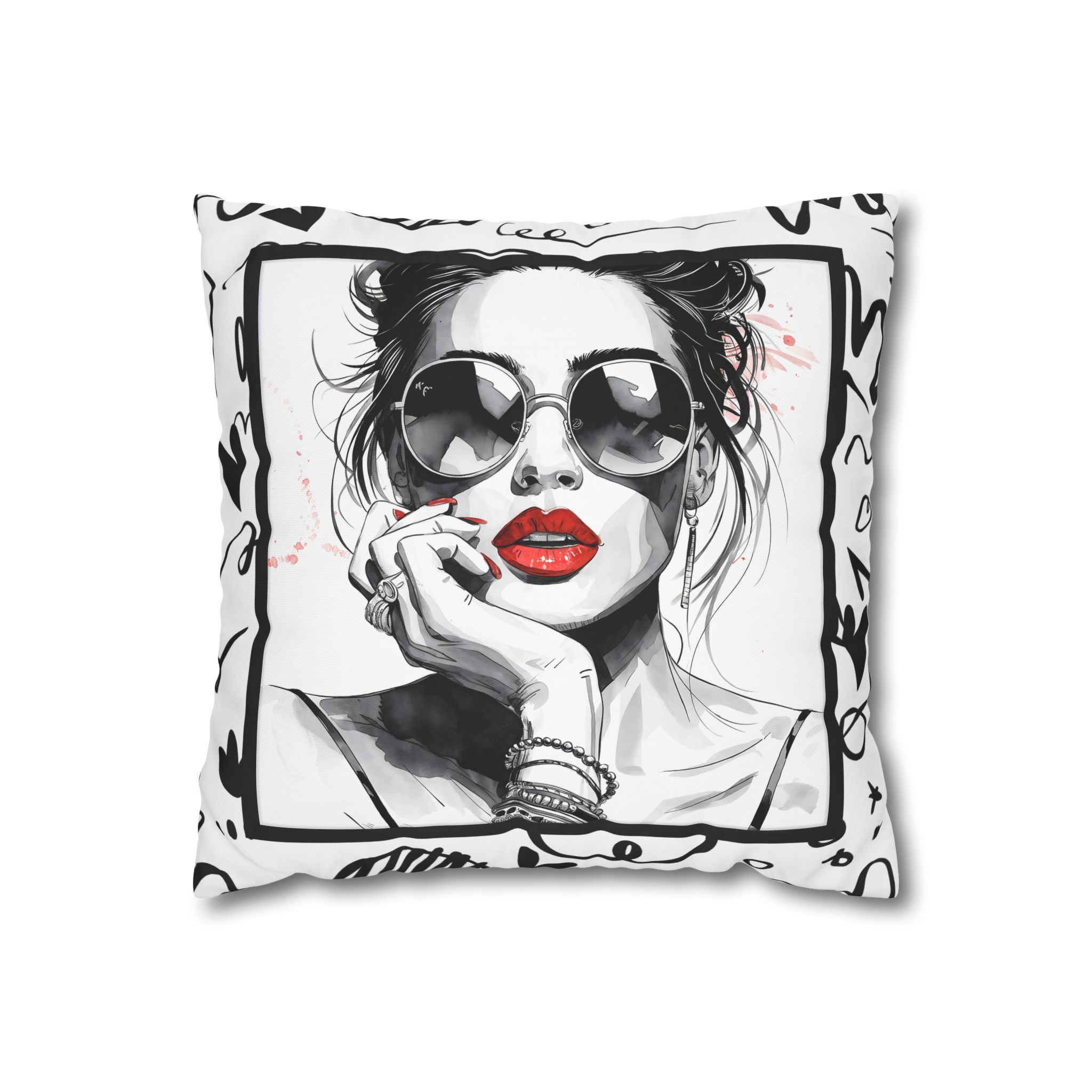 Canvas Pillowcase - Chic Retro Print Stylish Home Decor