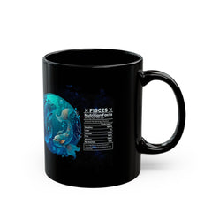 Pisces Zodiac Black Mug - 11oz & 15oz - Astrological Design with Nutrition Facts