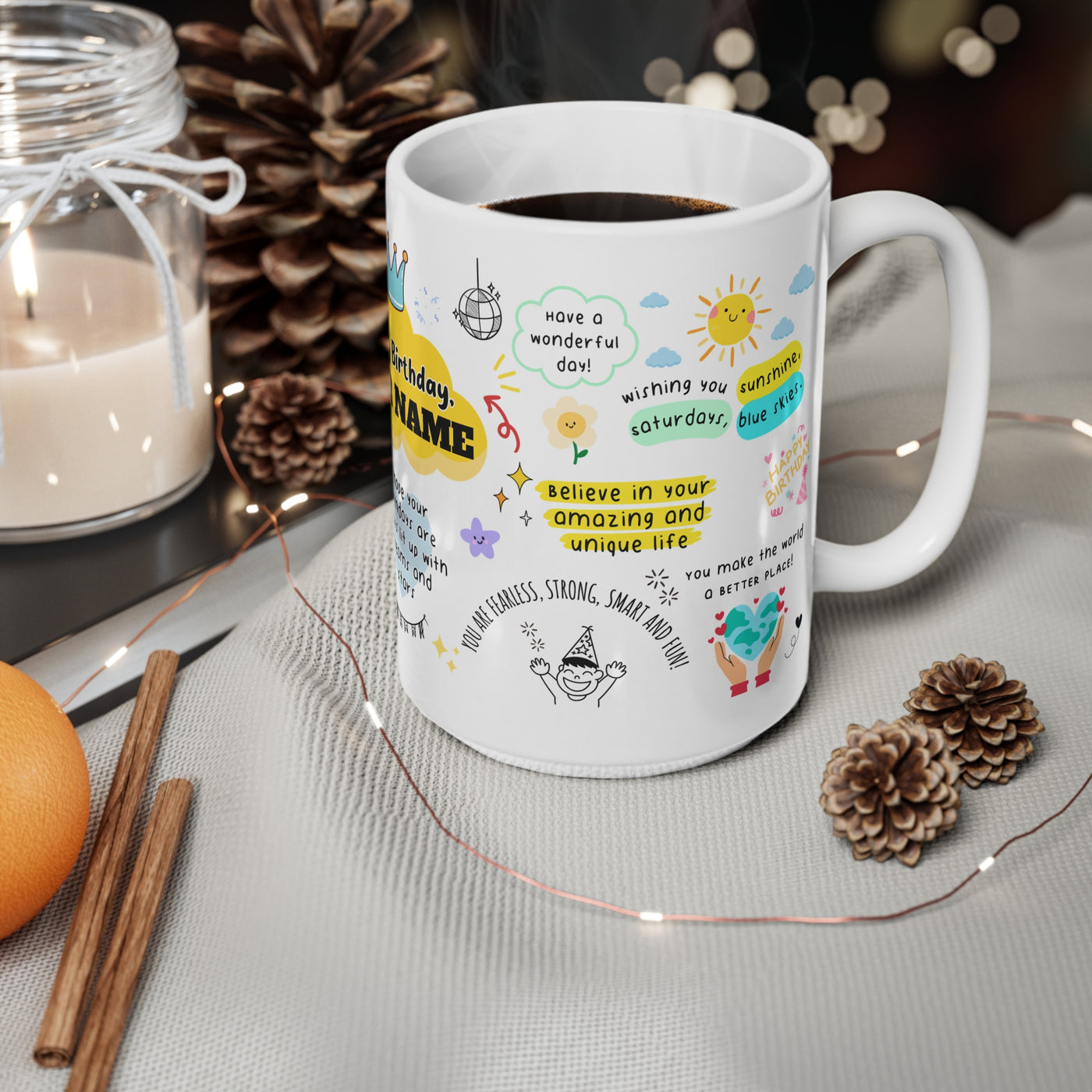 Personalized Birthday White Ceramic Coffee Cups