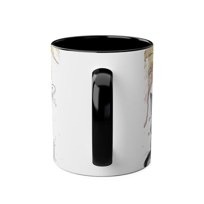 Whimsical Cat Lover's Two-Tone Coffee Mug - 11oz Artistic Design