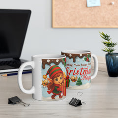 Festive Christmas Mug, Holiday Gift, Elf and Gifts Design, Winter Decor, Cute Coffee Cup, Seasonal Beverage Mug