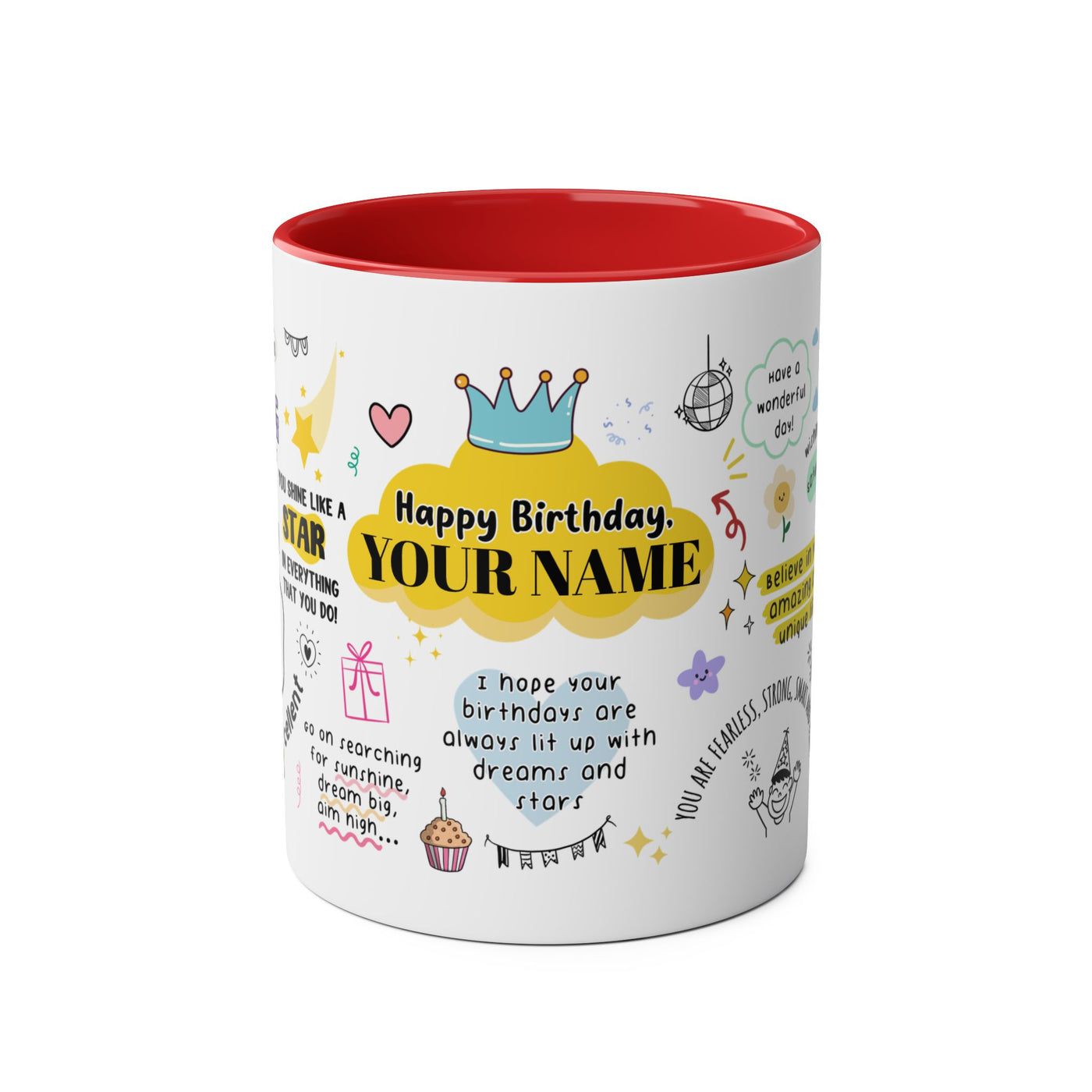 Personalized Two-Tone Birthday Coffee Mug - Celebrate with Custom Name Design