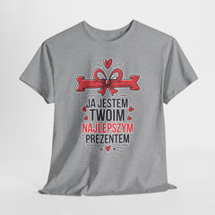 Świąteczna koszulka „Ja jestem Twoim najlepszym prezentem” – zabawny t-shirt unisex na prezent pod choinkę