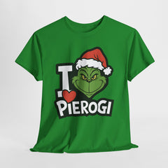 Świąteczna koszulka „I ❤️ Pierogi” – zabawny t-shirt z nadrukiem dla fanów pierogów
