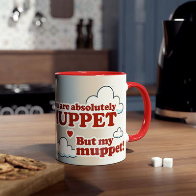 Fun Two-Tone Coffee Mug with Muppet Design - Personalised from Photo. 11 oz