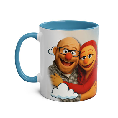 Fun Two-Tone Coffee Mug with Muppet Design - Personalised from Photo. 11 oz