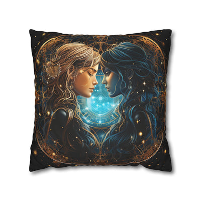 Gemini Zodiac Pillowcase - Mystical Portraits Decorative Cushion Cover