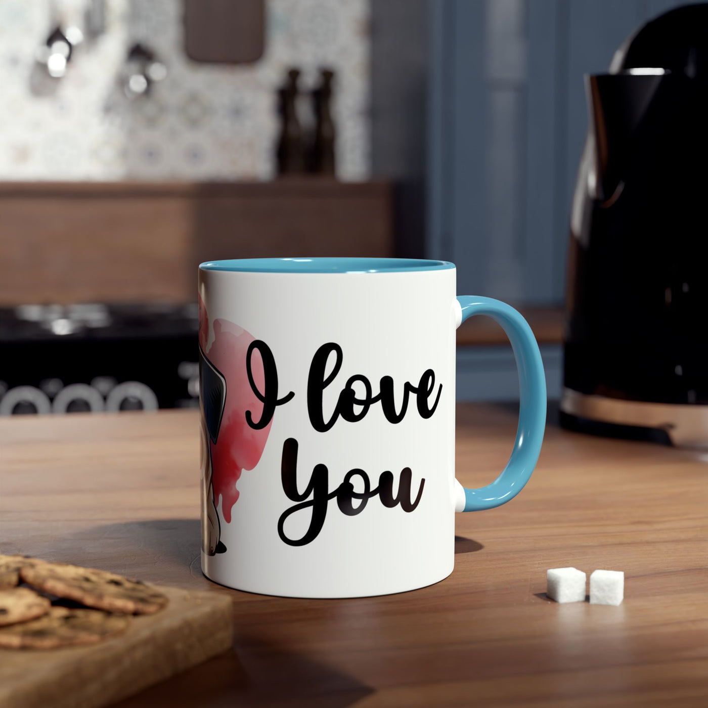 I Love You Two-Tones Mug with Cute Pug Dog