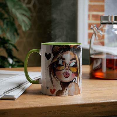Chic Two-Tone Coffee Mug - Heart Design, Love Quote | Perfect Gift for Friends & Loved Ones