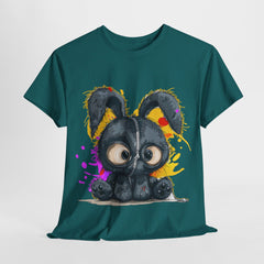 Black Bunny/ Cute Bunny / Bunny with a zipper Unisex Heavy Cotton Tee