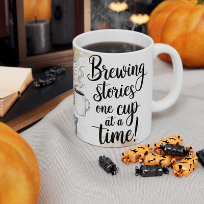 Whimsical Reading Girl Ceramic Coffee Mug - Perfect for Book Lovers | 11oz & 15oz Sizes