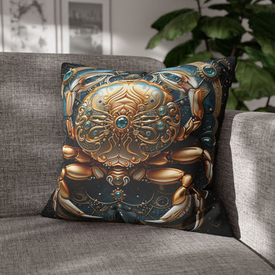 Artistic Cancer Zodiac Poly Canvas Pillowcase - Luxurious Sea-Themed Home Decor