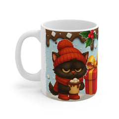 Christmas Cat Mug, Holiday Coffee Cup, Cute Animal Drinkware, Winter Gift, Festive Kitchen Decor