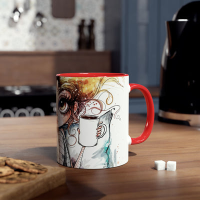 Whimsical Cat Lover's Two-Tone Coffee Mug - 11oz Artistic Design