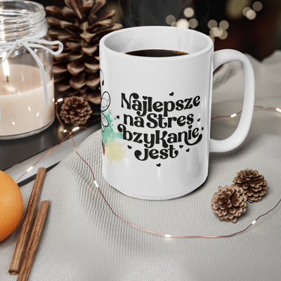Najlepsze na stres bzykanie jest - Biały Kubek ceramiczny